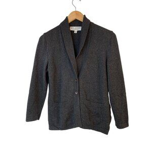 VTG St. John Essentials Marie Gray Wool Charcoal Cardigan Sweater Size 4 10028